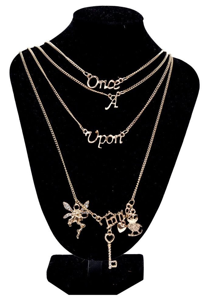 Pendant Necklace Fashion Chain Once Upon A Time Letter Multi-layer Statement 